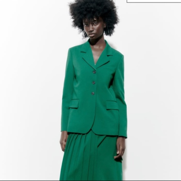 💚 STRAIGHT CUT WOOL BLEND BLAZER - Picture 2 of 6
